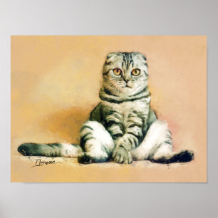 Poster Portrait de chat Scottish Fold assis