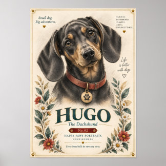 Poster Portrait de chien Dachshund | Hugo n° 2