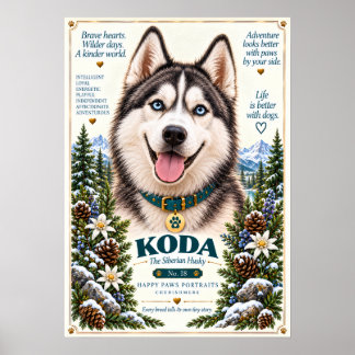 Poster Portrait de chien Husky Sibérien | Koda n° 18