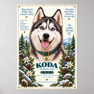 Poster Portrait de chien Husky sibérien | Koda n° 18
