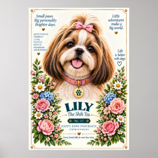 Poster Portrait de chien Shih Tzu | Lily n° 17