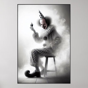Poster Portrait de clown effrayant moderne 