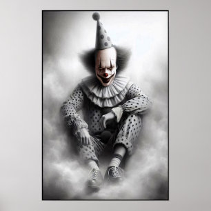 Poster Portrait de clown effrayant moderne