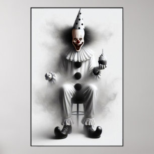 Poster Portrait de clown effrayant moderne 