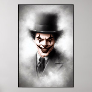 Poster Portrait de clown rétro avec chapeau