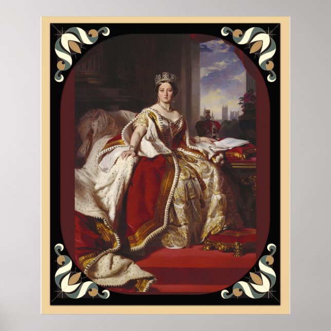 Poster Portrait de couronnement de Queen Victoria avec bo (Devant)