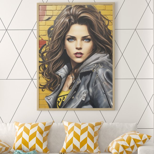 Poster Portrait de femme dans l'art de rue (Créateur téléchargé)