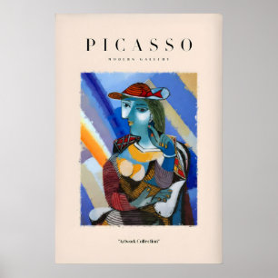 Poster Portrait de femme de Picasso avec chapeau rouge et