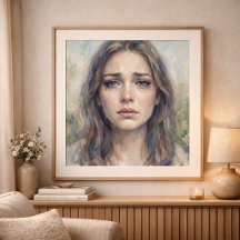 Portrait de femme impressionniste de douleur silen