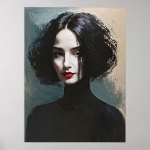 Poster Portrait de femme mystérieuse sur toile