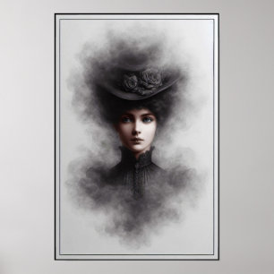 Poster Portrait de femme mystérieux de l'ère victorienne