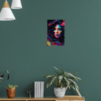 Poster Portrait de femme néo-psychédélique
