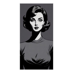 Poster Portrait de femme noire et blanche