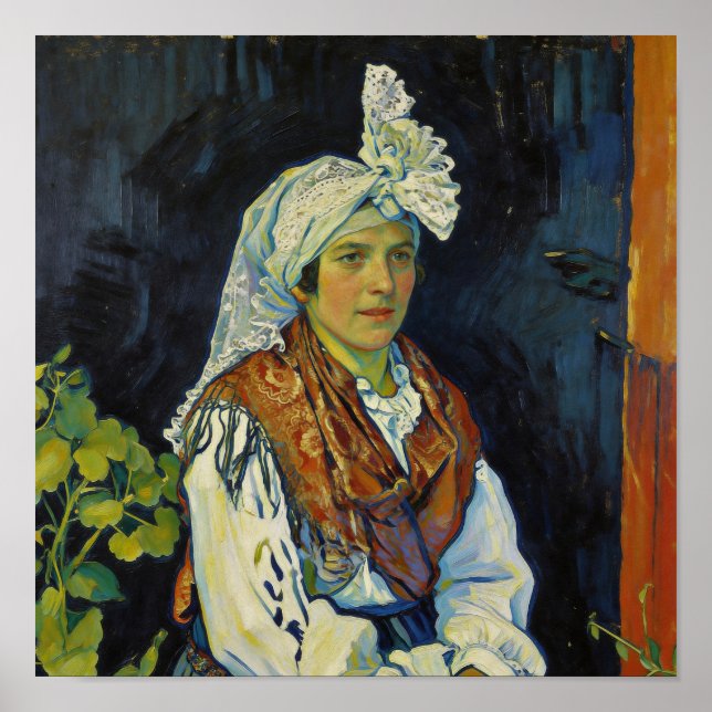 Poster Portrait de femme paysanne par Van Gogh (Devant)