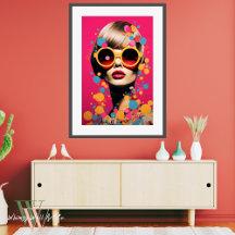 Portrait de femme rose Pop Art