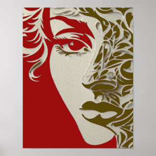 Poster Portrait de femme stylisé élégant