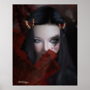 Poster Portrait de fille d'inspiration orientale avec aff