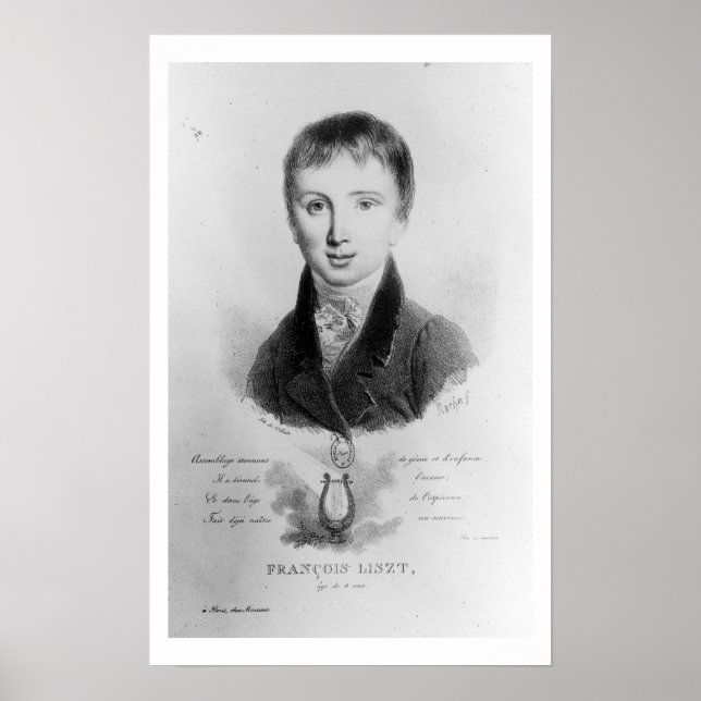 Poster Portrait de Franz Liszt (1811-86), 11 ans (gravi) (Devant)