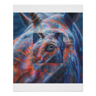 Poster Portrait de gros plan de l'œil de licorne fractale