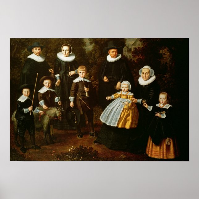 Poster Portrait de groupe de trois générations (Devant)