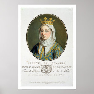 Poster Portrait de Jeanne De la Navarre (1271-1304), 1788