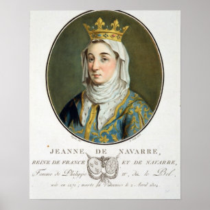 Poster Portrait de Jeanne de Navarre (1271-1304), 1788 (c