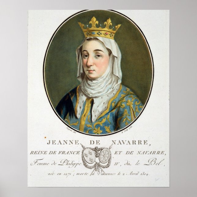 Poster Portrait de Jeanne de Navarre (1271-1304), 1788 (c (Devant)