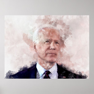 Poster Portrait de Joe Biden en aquarelle