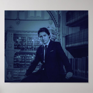 Poster Portrait de Justin Trudeau 2014 en bleu