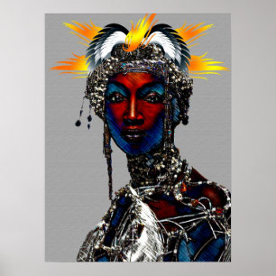 Poster Portrait de la reine tribale africaine