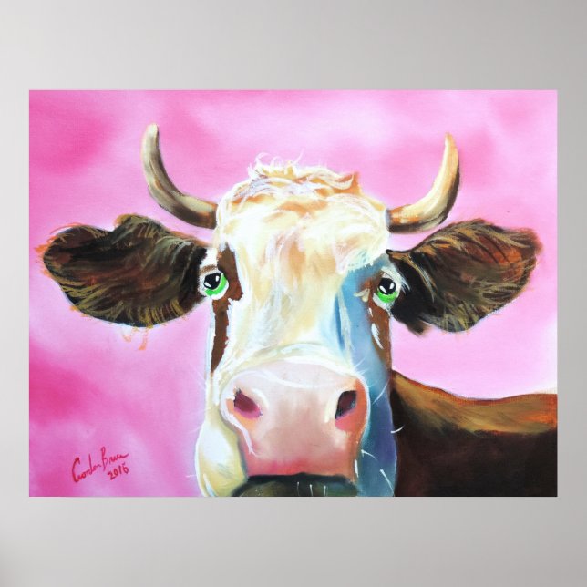 Poster Portrait de la vache mignonne (Devant)