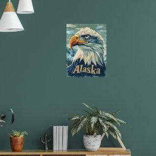 Poster Portrait de l'aigle à tête blanche de l'Alaska