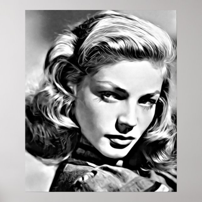 Poster Portrait de Lauren Bacall célèbre actrice américai (Devant)