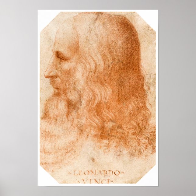 Poster Portrait de Léonard de Vinci par Francesco Melzi (Devant)