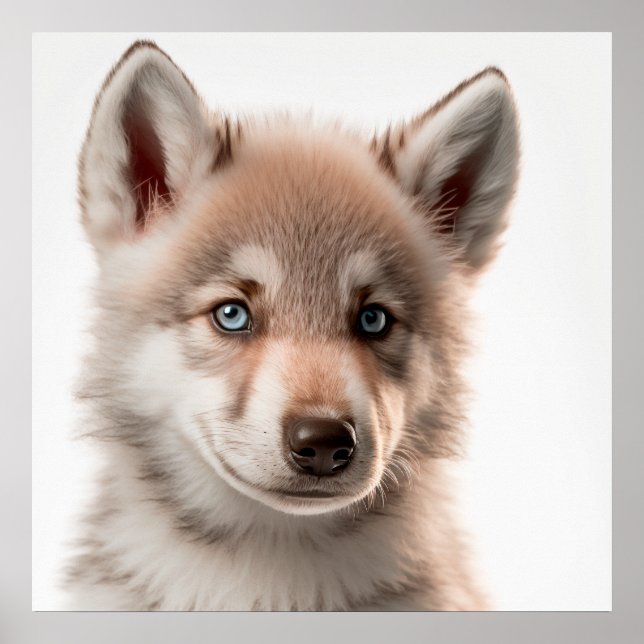 Poster Portrait de louveteau mignon | Carré 1:1 (Devant)