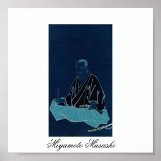 Poster Portrait de Miyamoto Musashi. Période Edo.