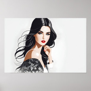 Poster Portrait de mode de l'art féminin