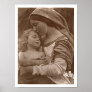 Poster Portrait de Mother and child (sepia photo)