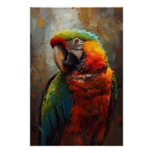 Portrait de perroquet artistique - Peinture à l'hu