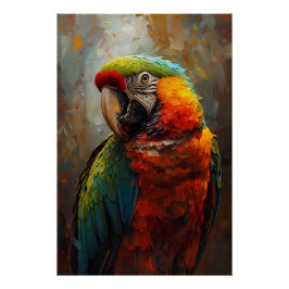 Poster Portrait de perroquet artistique - Peinture à l'hu