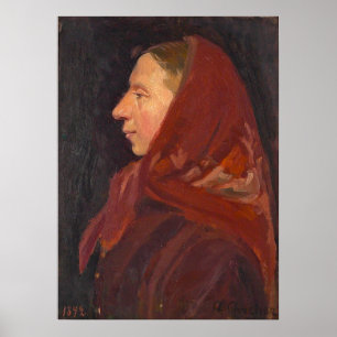 Poster Portrait de profil femme en rouge