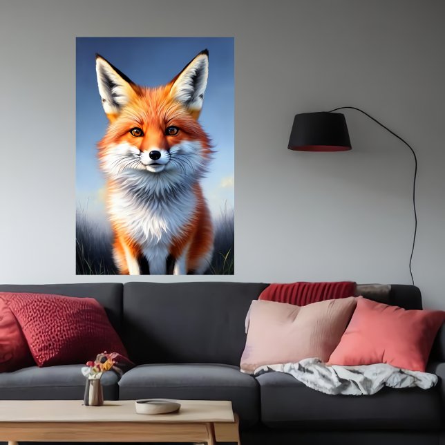 Poster Portrait de renard rouge cool et adorable | Art AI (Créateur téléchargé)