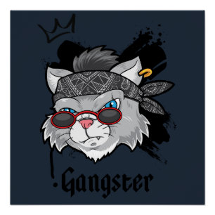 Poster Portrait de rue Gangster Cat