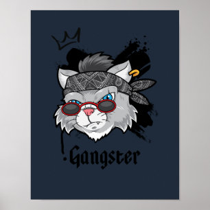 Poster Portrait de rue Gangster Cat