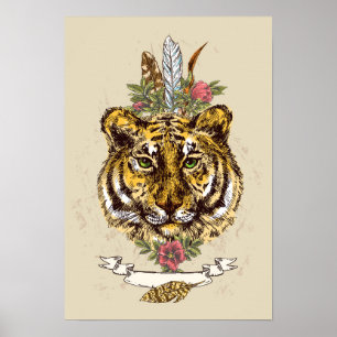 Poster Portrait de style de Boho de tigre