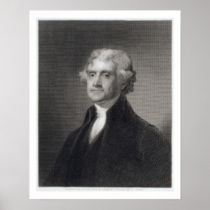 Poster Portrait de Thomas Jefferson, gravé par Henry Br