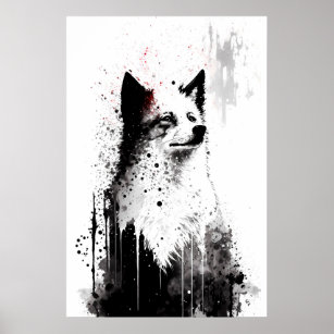 Poster Portrait d'encre d'un renard