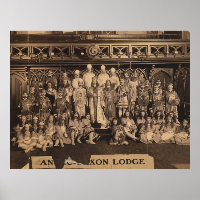 Poster Portrait des francs-maçons de la Loge anglo-saxonn (Devant)
