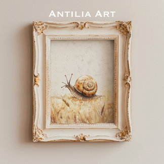 Poster Portrait d'escargot peinture Vintage luge Mollusca