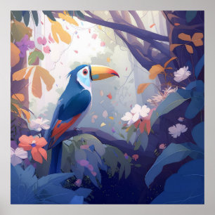 Poster Portrait d'oiseaux du Toucan Peinture d'animaux Fa